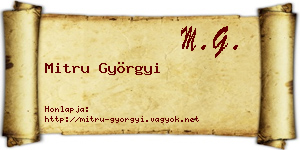 Mitru Györgyi névjegykártya