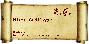 Mitru Györgyi névjegykártya